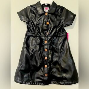 Vince Camuto size 4 girls black leather dress , BNWT